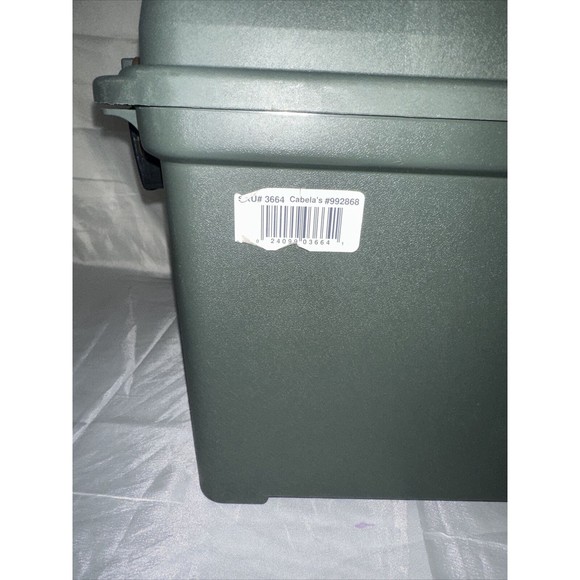 Cabela’s 3664 Plastic Dry-Storage Ammo Box/Can Tactical-Green flip top/ Good - Picture 3 of 16